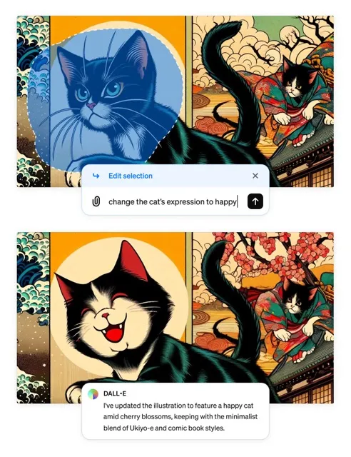 Users can also remove objects, alter patterns, and even change the expressions of cats in pictures