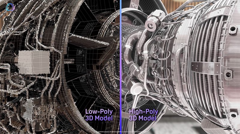 A 3D model with polygons.