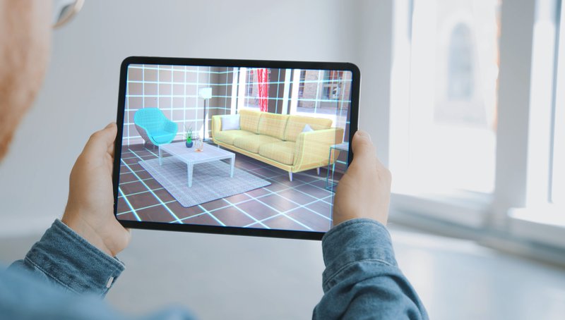 Augmented reality (AR) application in interior decoration and furniture purchase.