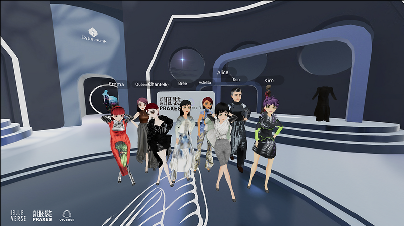 Avatars in different costumes exploring a 3D virtual world within VIVERSE by HTC