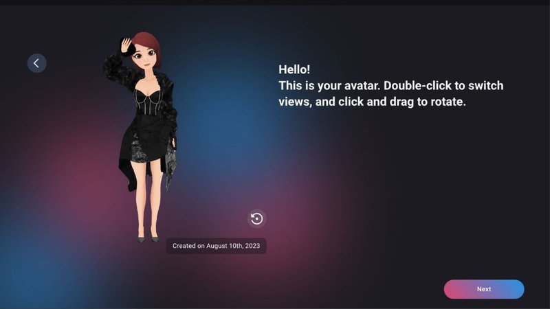 Completed VIVERSE character avatar resembling a woman dressed in black