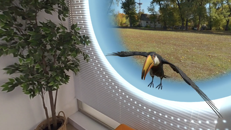 Mixed reality experience combining virtual elements with a real-world environment.png