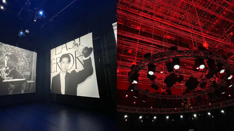 On the left is a handsome photo of Ryuichi Sakamoto holding his Oscar, and on the right is the light track in the MR area, which looks a bit magical in person
