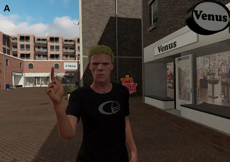 Scenes recreated in VR by the research team, such as encountering a provocative passerby