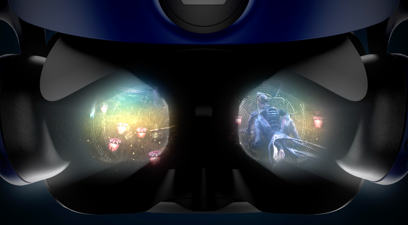 Virtual reality head-mounted display viewed inside the VIVE Pro 2 PC VR headset from HTC VIVE.png