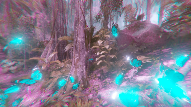 Vivid colors and butterflies from drinking ayahuasca soup in the Amazon rainforest from Green Hell VR